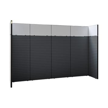 FlexiSlot-® Lamellenwand Messestand „Style-Black“ - 3.900 x 800 mm Kopfstand