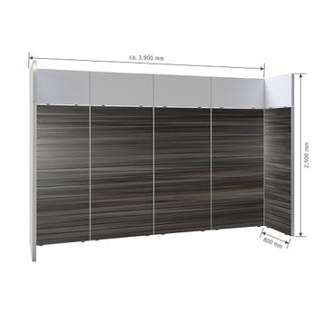 FlexiSlot® Lamellenwand Messestand „Style“ 3.900 x 800 mm Kopfstand