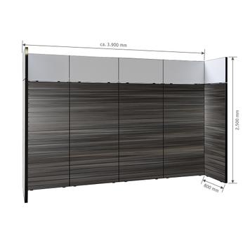 FlexiSlot-® Lamellenwand Messestand „Style-Black“ - 3.900 x 800 mm Kopfstand