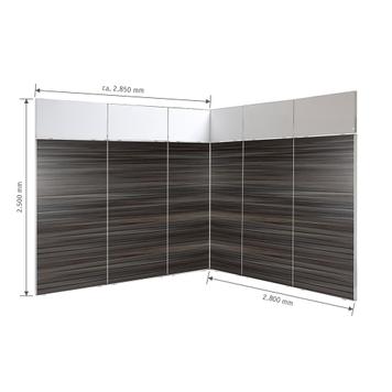 FlexiSlot-® Lamellenwand Messestand „Style“ - 2.850 x 2.800 mm Eckstand