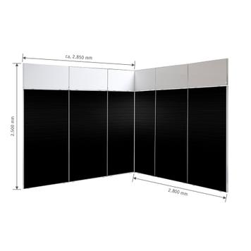 FlexiSlot-® Lamellenwand Messestand „Style“ - 2.850 x 2.800 mm Eckstand